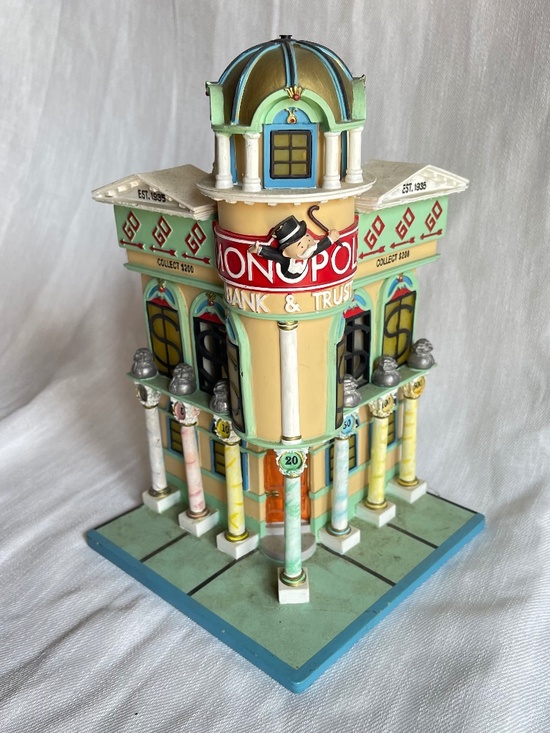 Monopoly Other - Monopoly Bank & Trust Decorative Building Figurine - Pastel Yellow, Mint, Coral